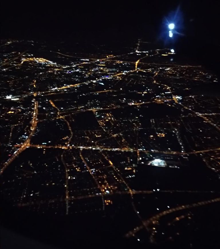 Ночная Варшава. Вид с высоты птичьего полета