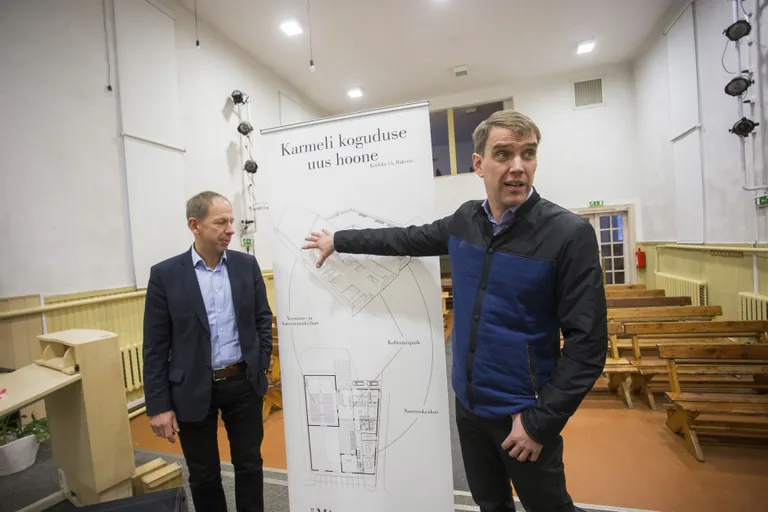 Gunnar Kotiesen (paremal) ja Meelis Einstein on lootusrikkad ja usuvad, et uus hoone sobitub kenasti ümbruskonda ning valmib võimalikult kiiresti.