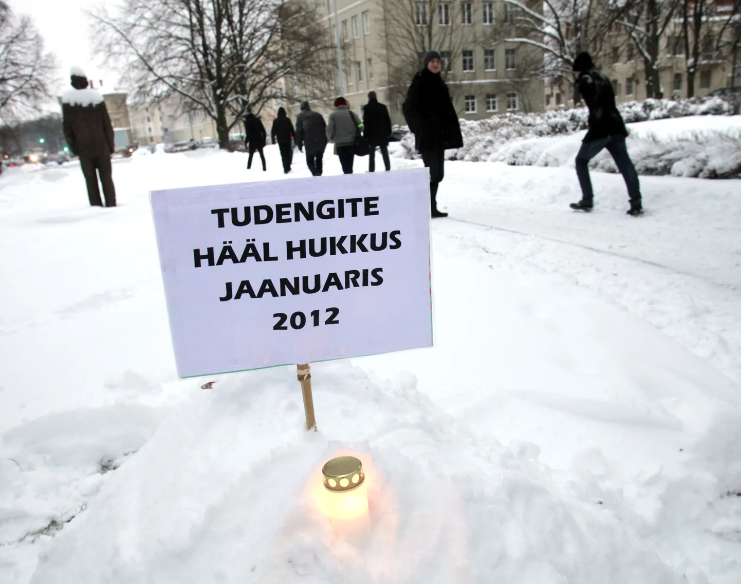 Надпись на плакате: "Голос студентов погиб в январе 2012"