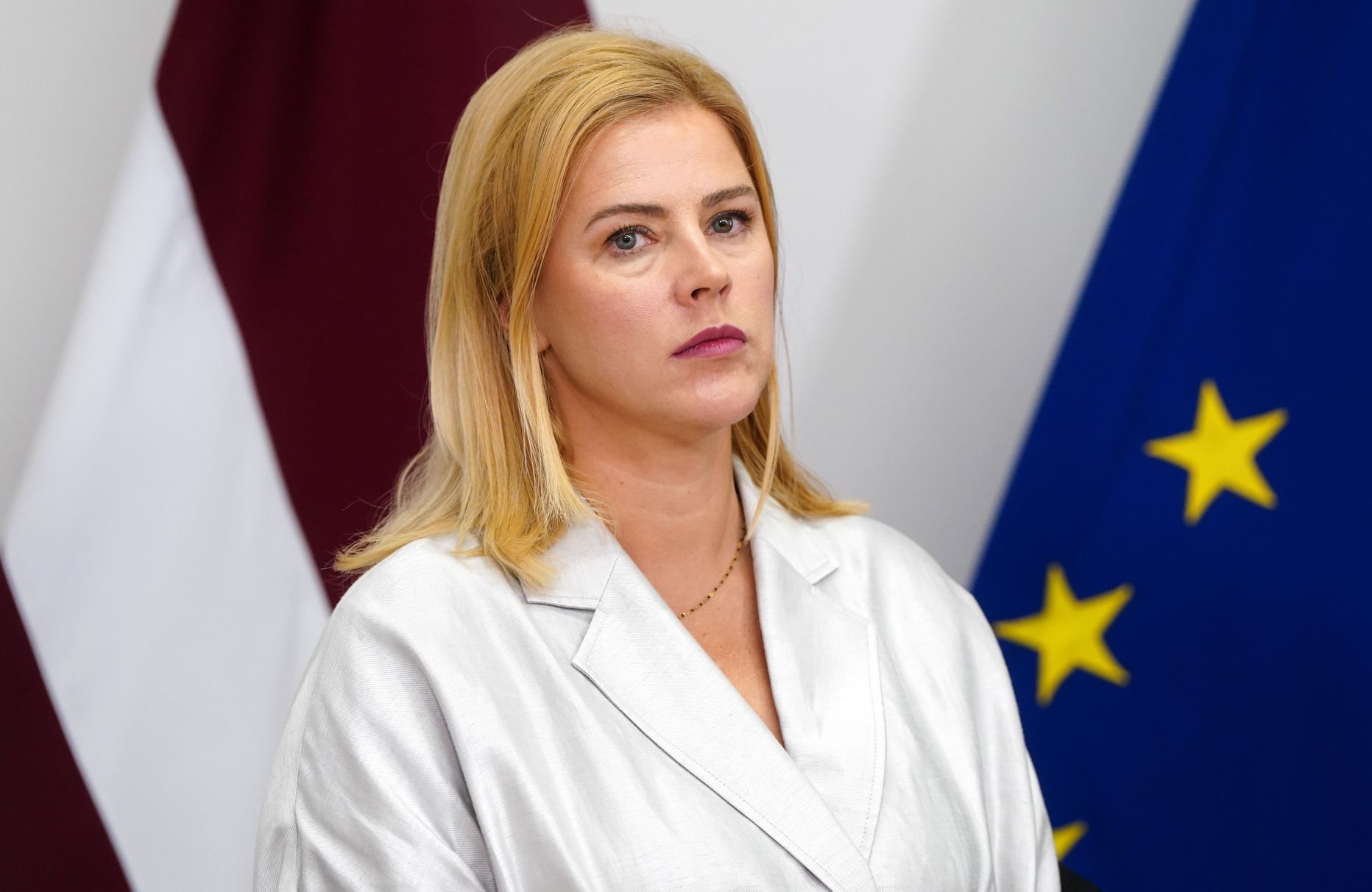 Labklājības ministre Evika Siliņa piedalās preses konferencē, kurā Ministru prezidents informē par valdības demisiju.