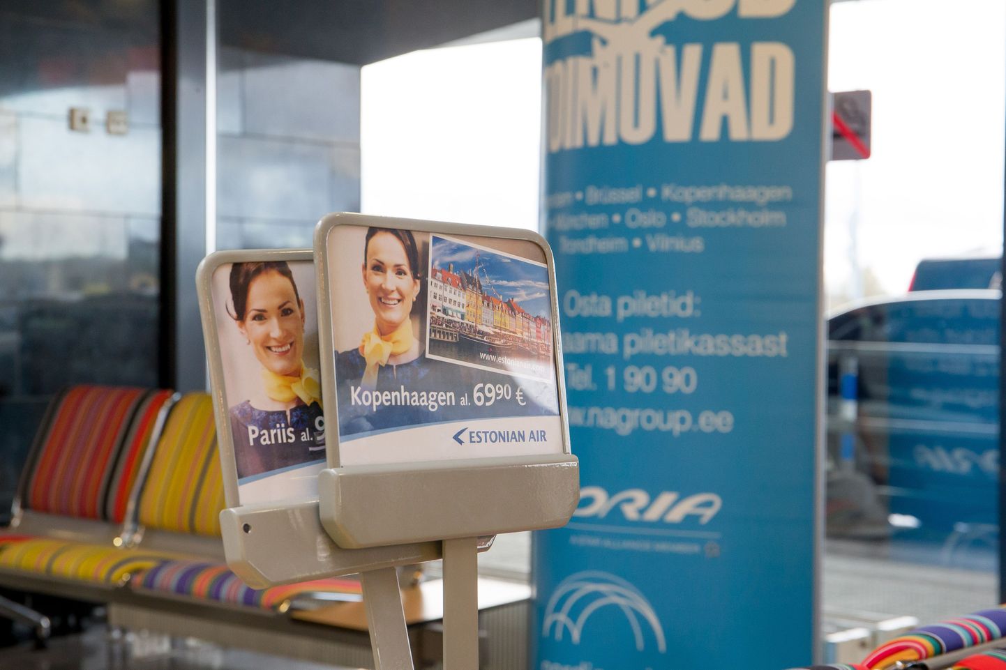 Estonian Airi reklaamid on Tallinna lennujaamas.