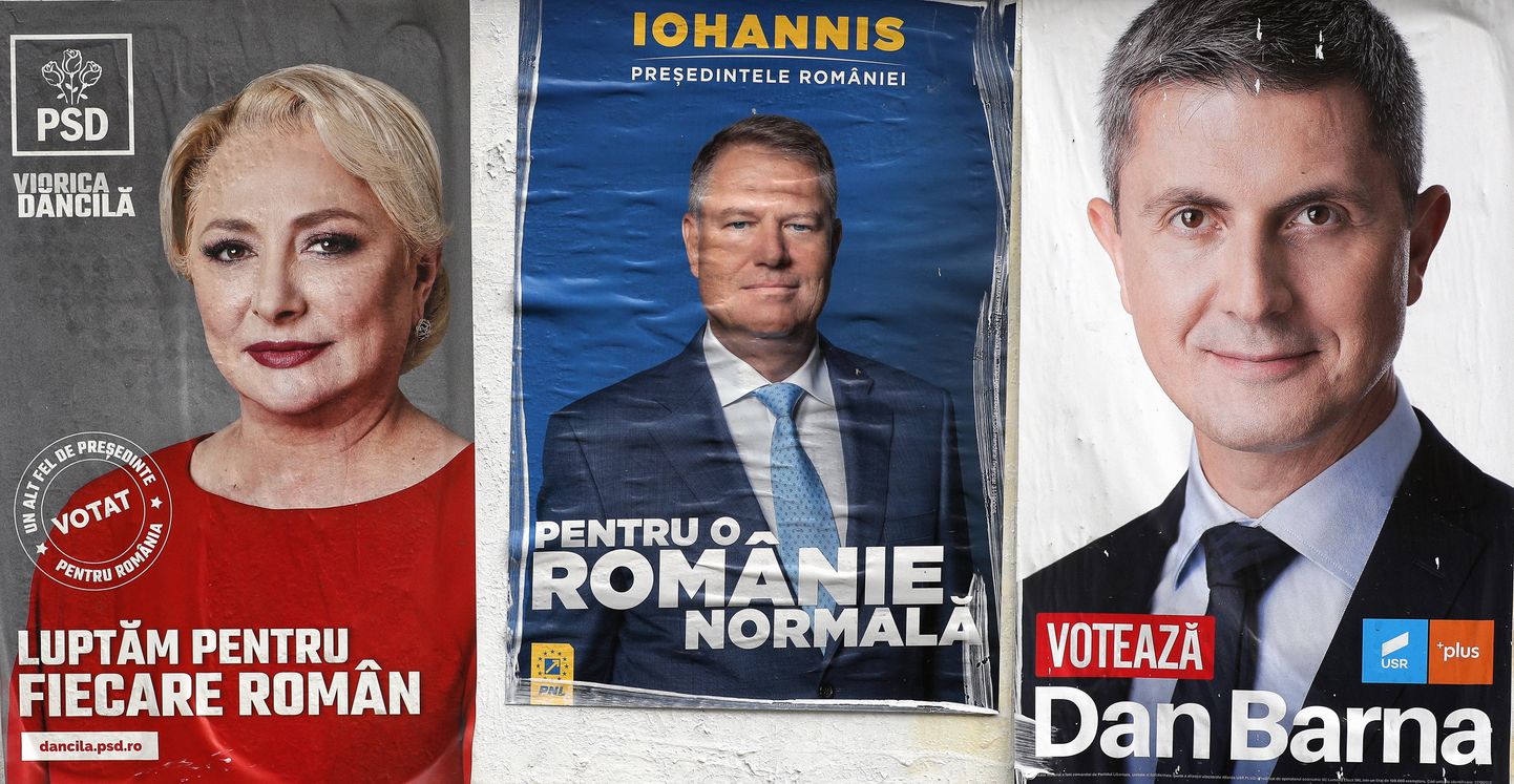 Rumeenia presidendikandidaatide valimisplakatid.