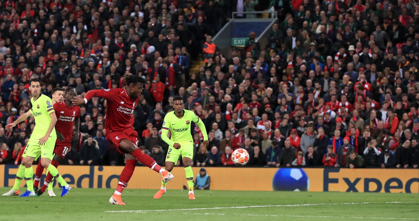 Divock Origi lõi Liverpooli neljanda värava Barcelona väravavõrku.