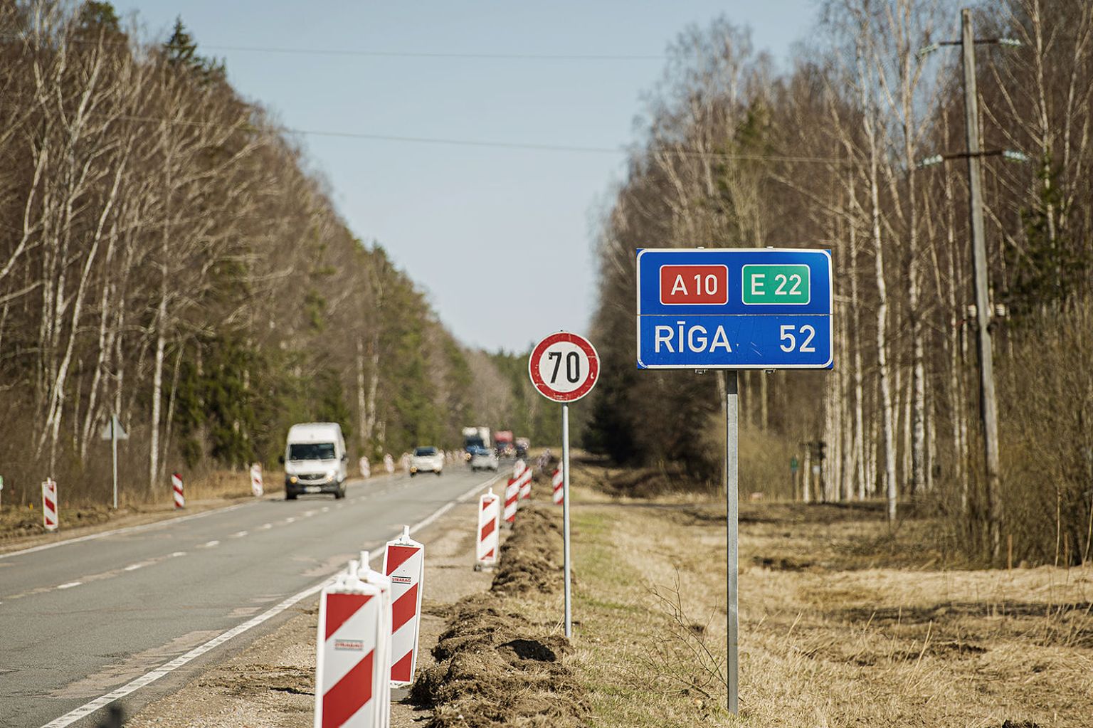 Ceļu būvdarbi uz Ventspils šosejas no Kūdras līdz pagriezienam uz Smārdi