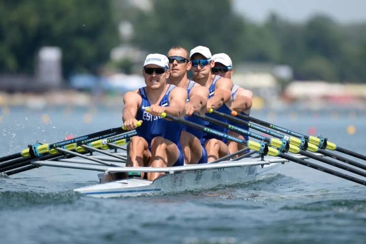 Eesti sõudmise lipulaevaks tituleeritud paarisaeru neljapaat Kaur Kuslap, Tõnu Endrekson, Allar Raja ja Andrei Jämsä eelsõidus.
