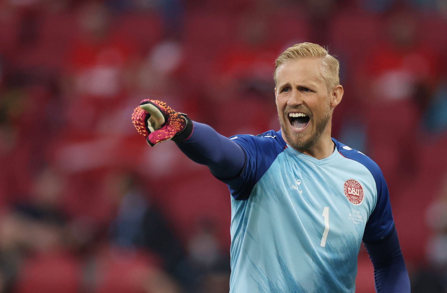 Taani koondise väravavaht Kasper Schmeichel 26. juunil Amsterdamis mängus Walesiga, mille Taani võitis 4:0