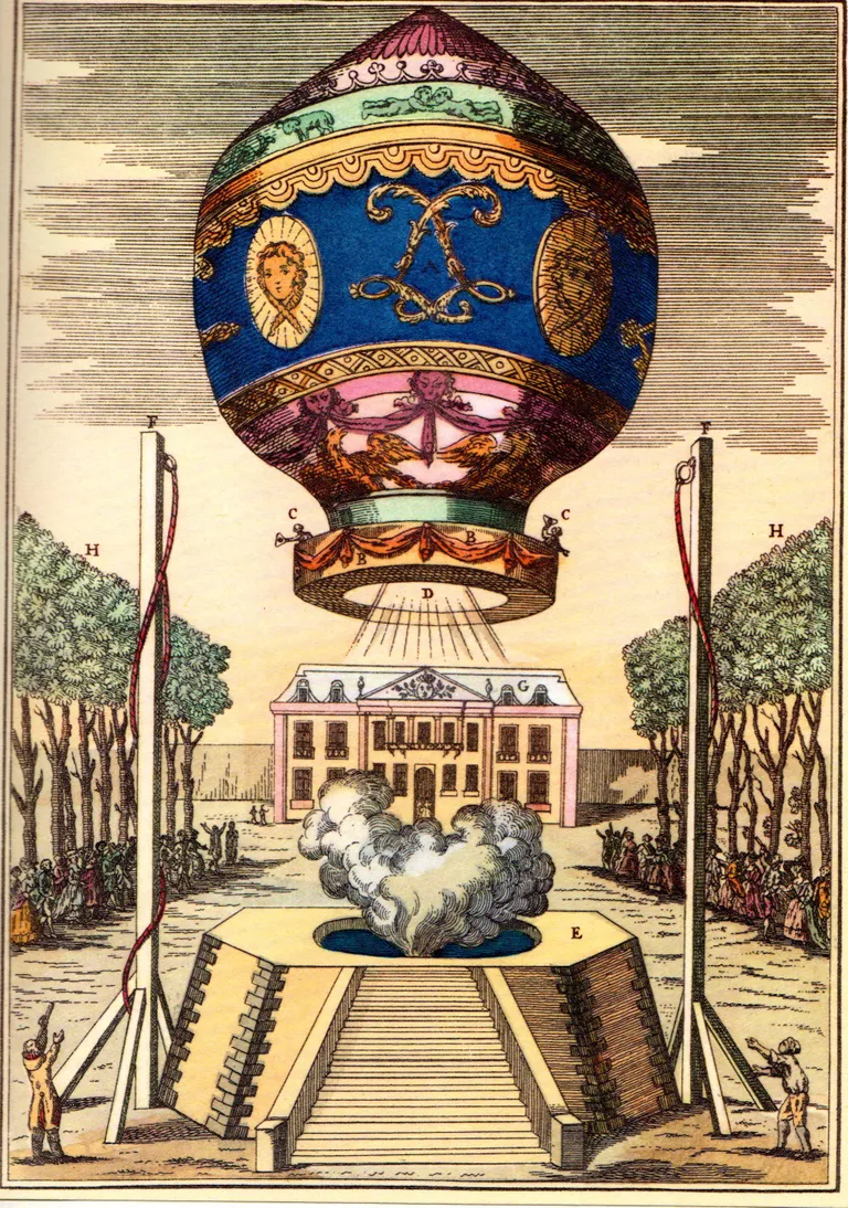 Montgolfier'de kuumaõhupall oli esimeseks dokumenteeritud õhulennuks inimajaloos.