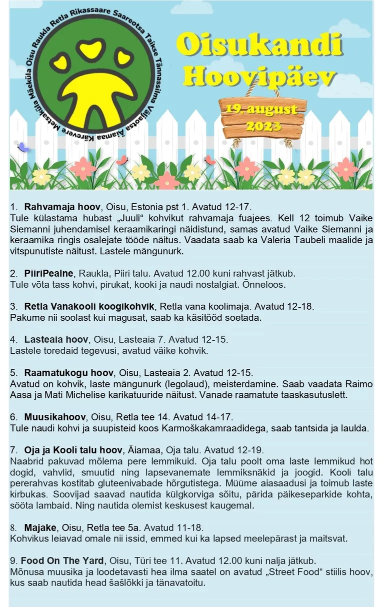 Külla saab minna üheksasse hoovi.