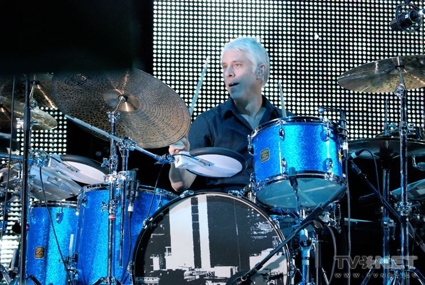 Trummar Bill Rieflin aastal 2008 Riias R.E.M.i kontserdil.