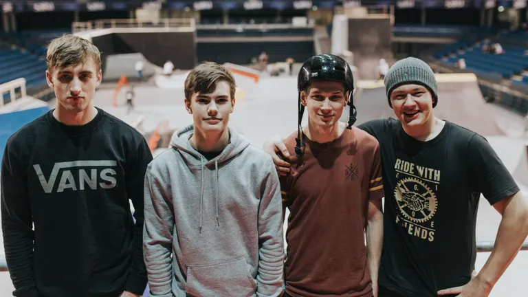 SS17 Eesti BMX street võistlejad Silver Soonik, Rene Perzinski, Taavi Tarmas ja Enrico Orobko