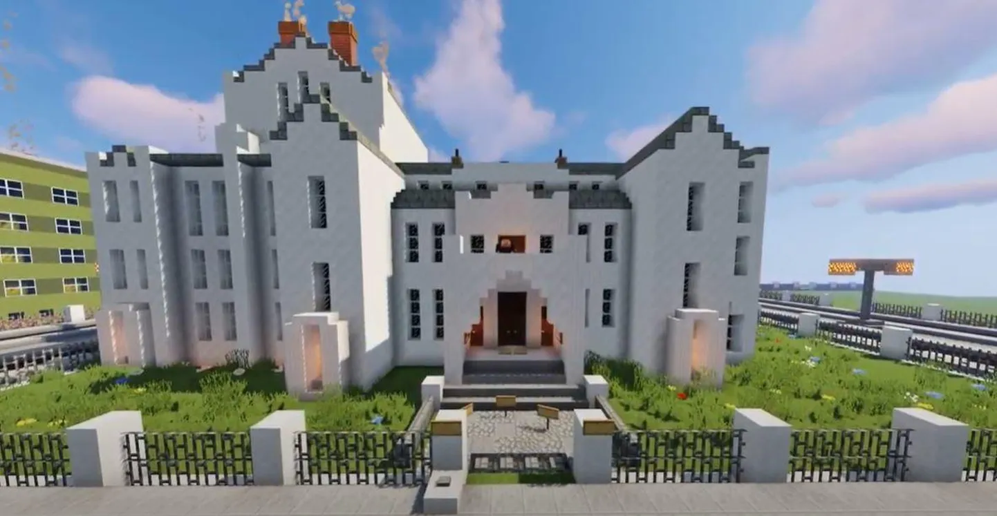 Noored ehitasid arvutimängus Minecraft kunagise Endla teatri hoone.
