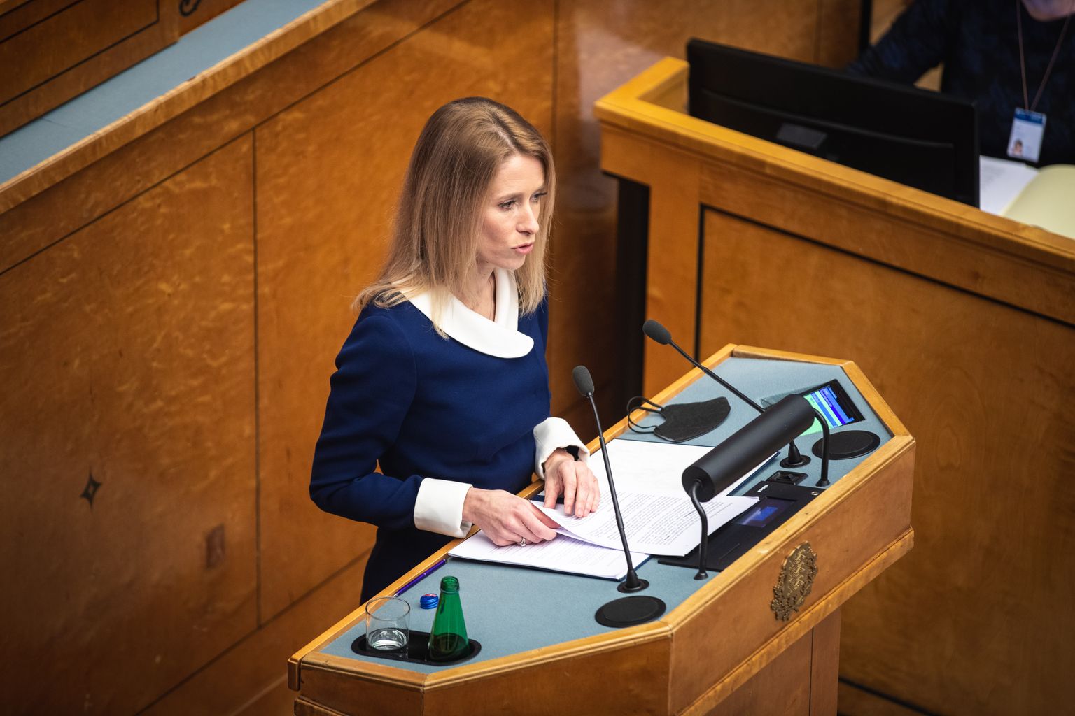 Reformierakonna esimees Kaja Kallas esitles riigikogule oma valitsuse tegevuskava.
