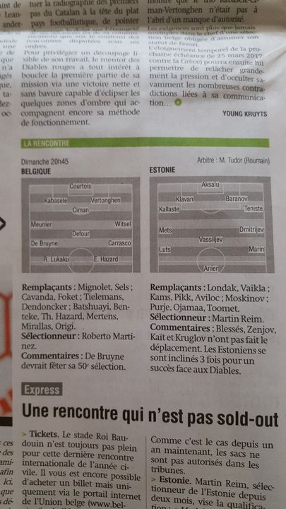 Ajaleht Dimanche pakub Eestile omapärast algkoosseisu.