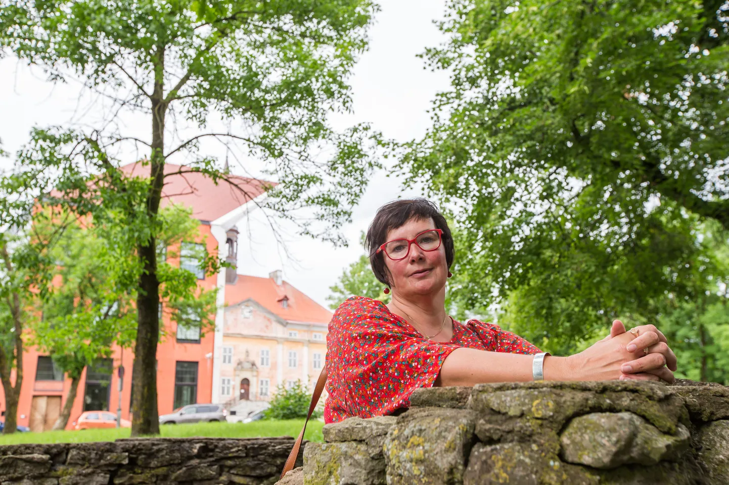 Narvat ei iseloomusta ainult nõukogudeaegsed korterelamute read, vaid ka vanad kiviaiad, eikuhugi viivad trepid Narva vanalinnas. Narva linnapeakandidaat Katri Raik kahe Narva sümboli ees: vasemal nurgake Tartu Ülikooli Narva kolledžist, mille ehitamisel oli Raigil oluline roll, ja eemal Narva raekoda, üks vähestest 1944. aasta pommitamise järel väliselt taastatud Rootsi-aegse Narva ehitisest. Raekoda ootab taastamist ja raekoja kell käima panemist.