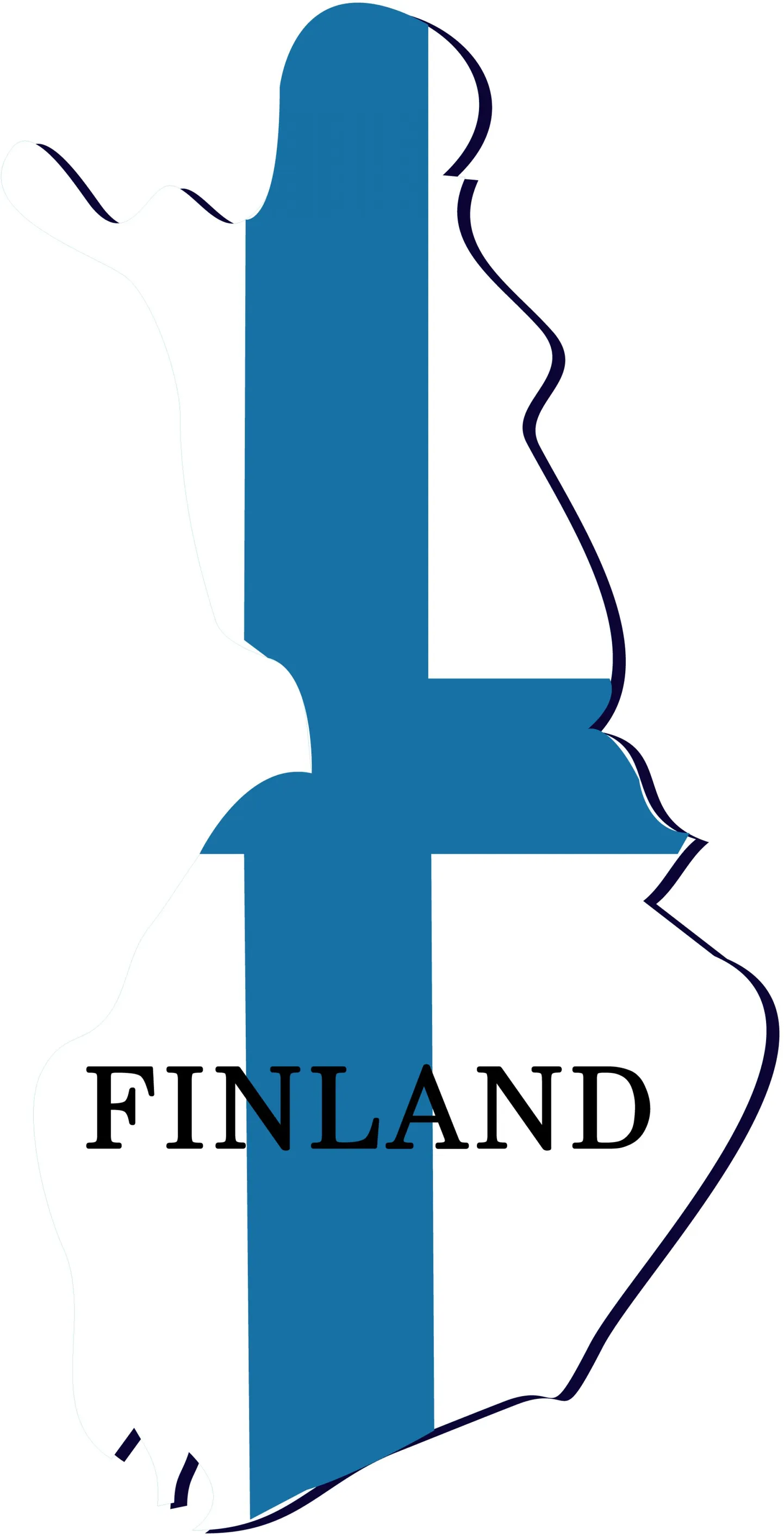 Контуры карты Финляндии и государственный флаг.