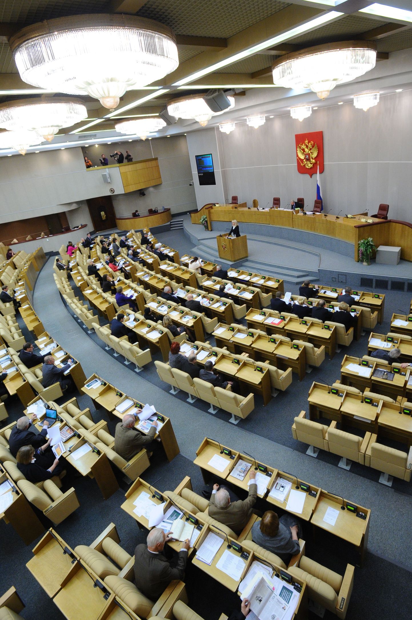 Vene riigiduuma istungitesaal, kuhu pärast 4. detsembri valimisi koguneb uus koosseis rahvasaadikuid.