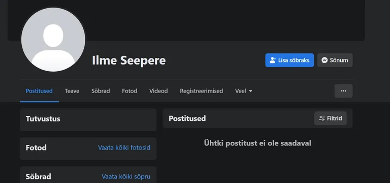Paar tundi pärast uudise avaldamist olid Ilme Seepere kontolt kõik postitused kustutatud.