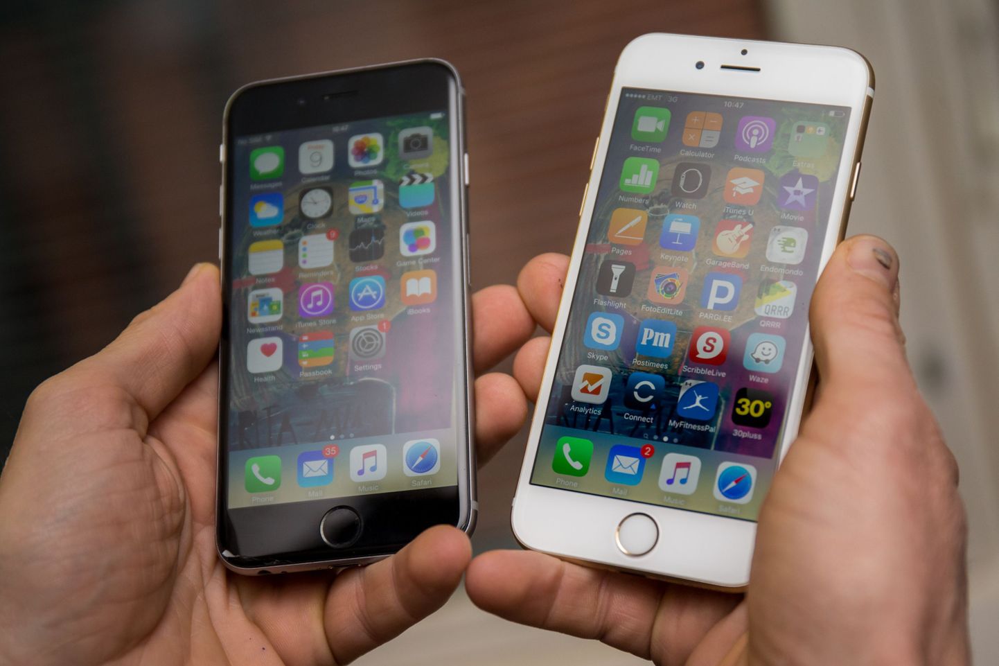 iPhone 6 (vasakul) ja iPhone 6s.