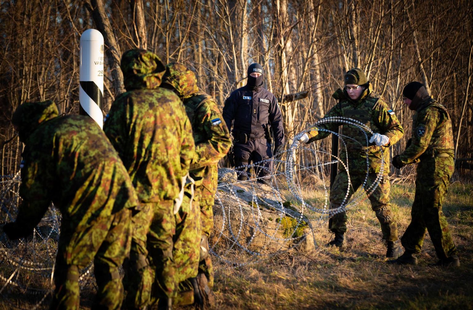 Kaitseväe õppuse Okas raames rajatakse Eesti-Venemaa piirile 40 kilomeetrit lõiketraadiga tõkkeaeda.
