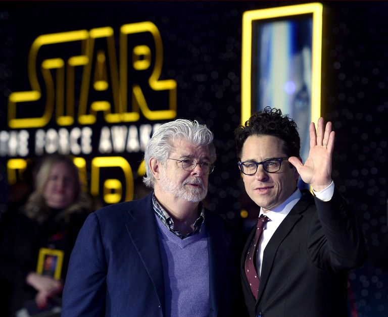 «Star Wars» filmisarja looja George Lucas ja režissöör JJ Abrahms filmi «The Force Awakens» esilinastusel