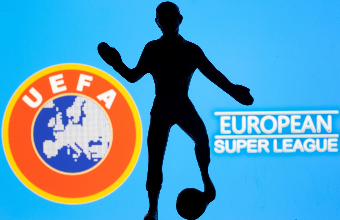 Illustratsioon UEFA logost ja Euroopa superliigast. Foto on illustratiivne.