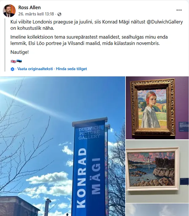 Dulwichi galeriis on Konrad Mägi maalide näitus.
