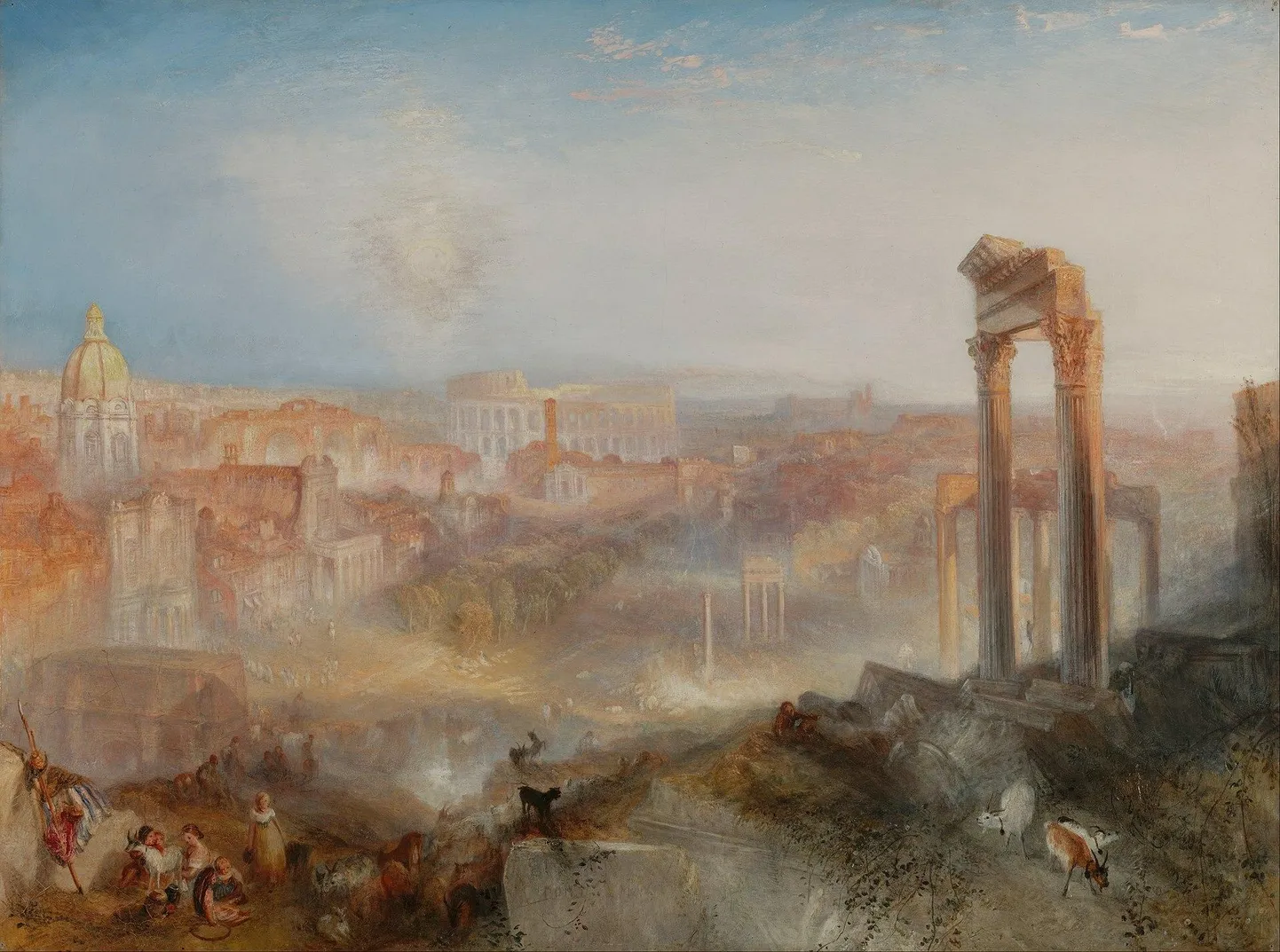 Selline nägi välja ka Rooma ümbrus esimeste luuleolümpiate aegu – tegemist oli innustava romantikaga.
Joseph Mallord William Turneri 1839. aasta õlimaal «Kaasaegne Rooma – Campo Vaccino» näitab barokk-kirikuid ja antiikseid monumente Rooma foorumi ümbruses. Getty muuseumi kollektsioon.