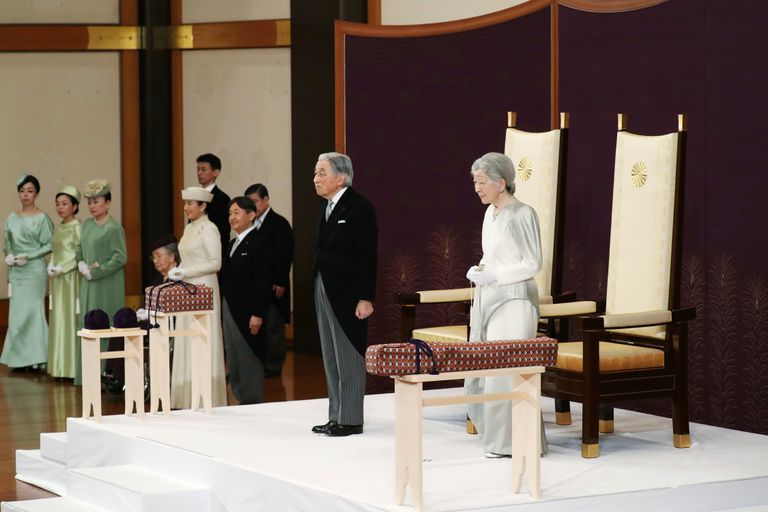 Jaapani keiser Akihito ja keisrinna Michiko tragasiastumise tseremoonial 30. aprillil 2019