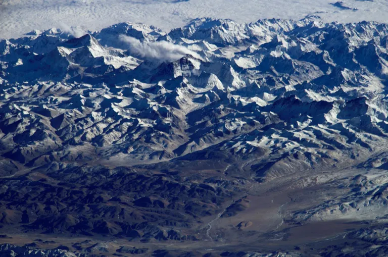 Une photo du plateau tibétain prise depuis la Station spatiale internationale (ISS).