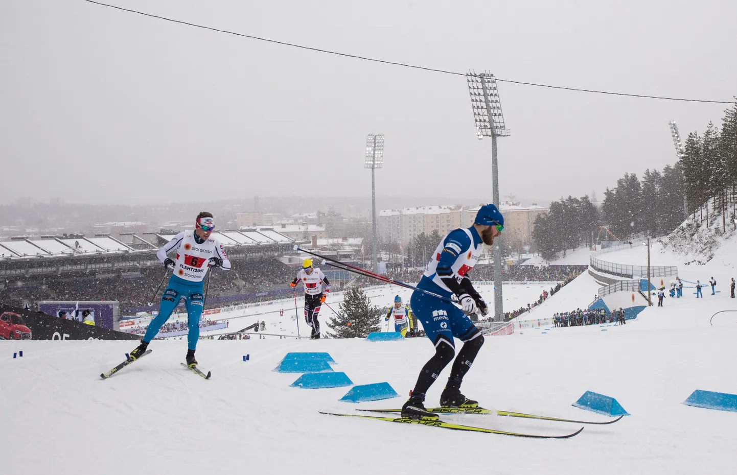 LAHTI, SOOME 26FEB17.
Suusatamine. Suusatamise MM. Lahti MM. Sprinditeade. Pildil paremal Marko Kilp.
tl/Foto Tairo Lutter/POSTIMEES