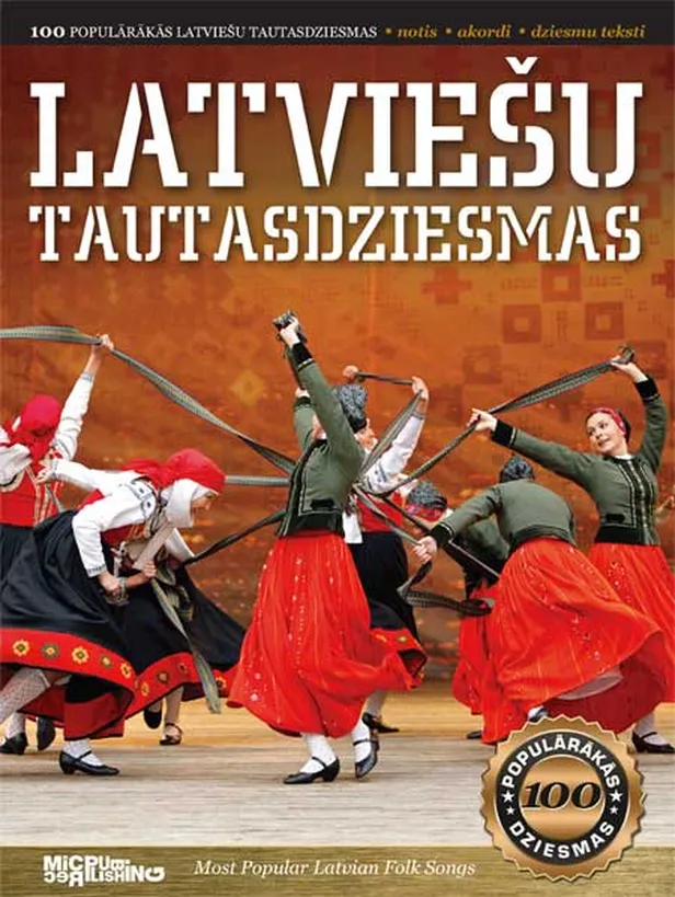 Izdota jauna nošu grāmata «100 populārākās latviešu tautasdziesmas»