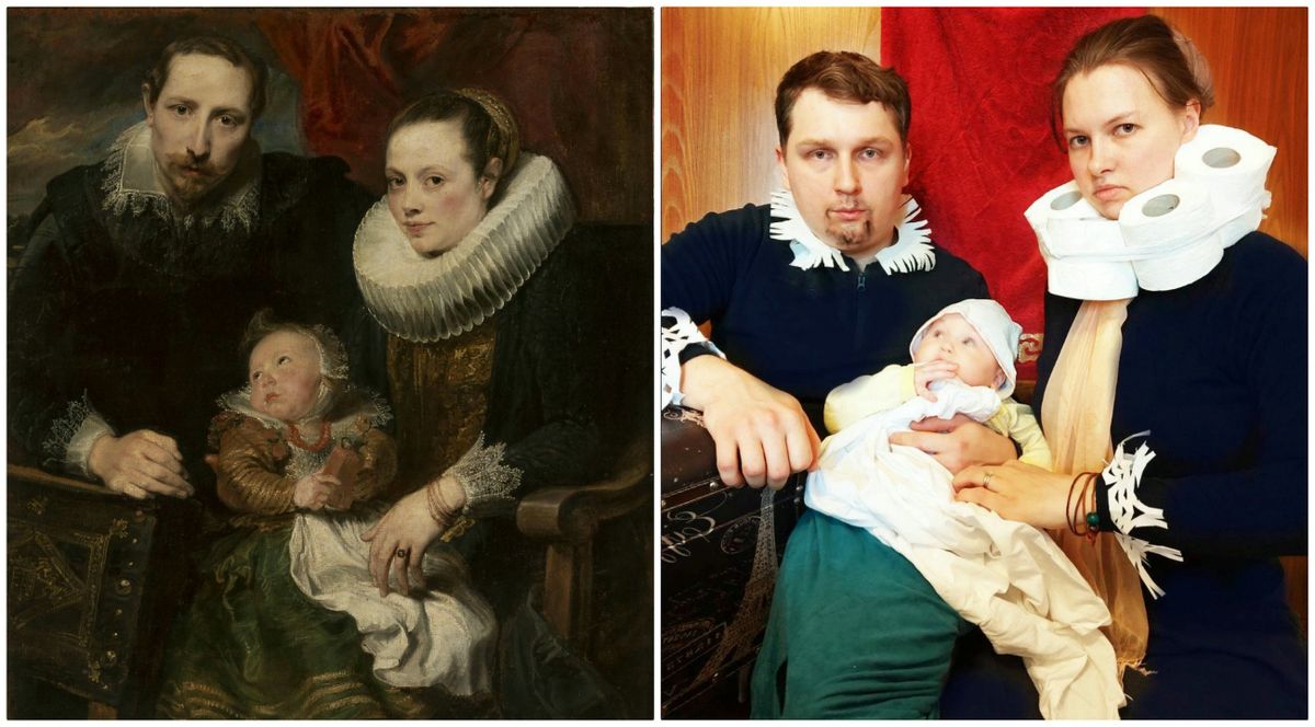Julia Panfilova ning Stephen Sirovatko koos tütre, Polinaga, kujutlesid Anthony Van Ducky, 1621. aastast pärinevat maali, «Family portrait» ehk «Pere portree»