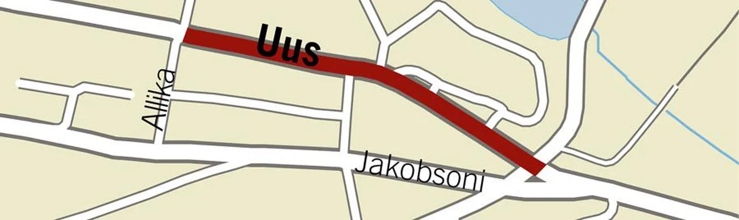 Tänavu saab siledama ilme see Uue tänava lõik, mis jääb Kösti ristmiku ning Allika tänava vahele.