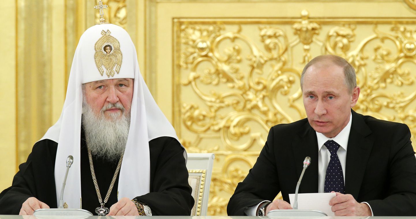 Vene õigeusu kiriku patriarh Kirill koos riigi presidendi Vladimir Putiniga.