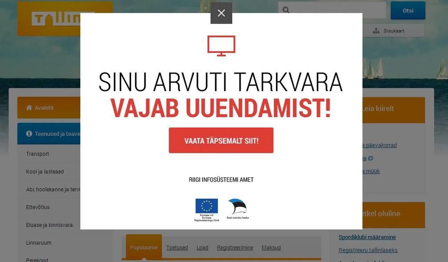 Windows XP kasutajatele kuvatav hoiatus.