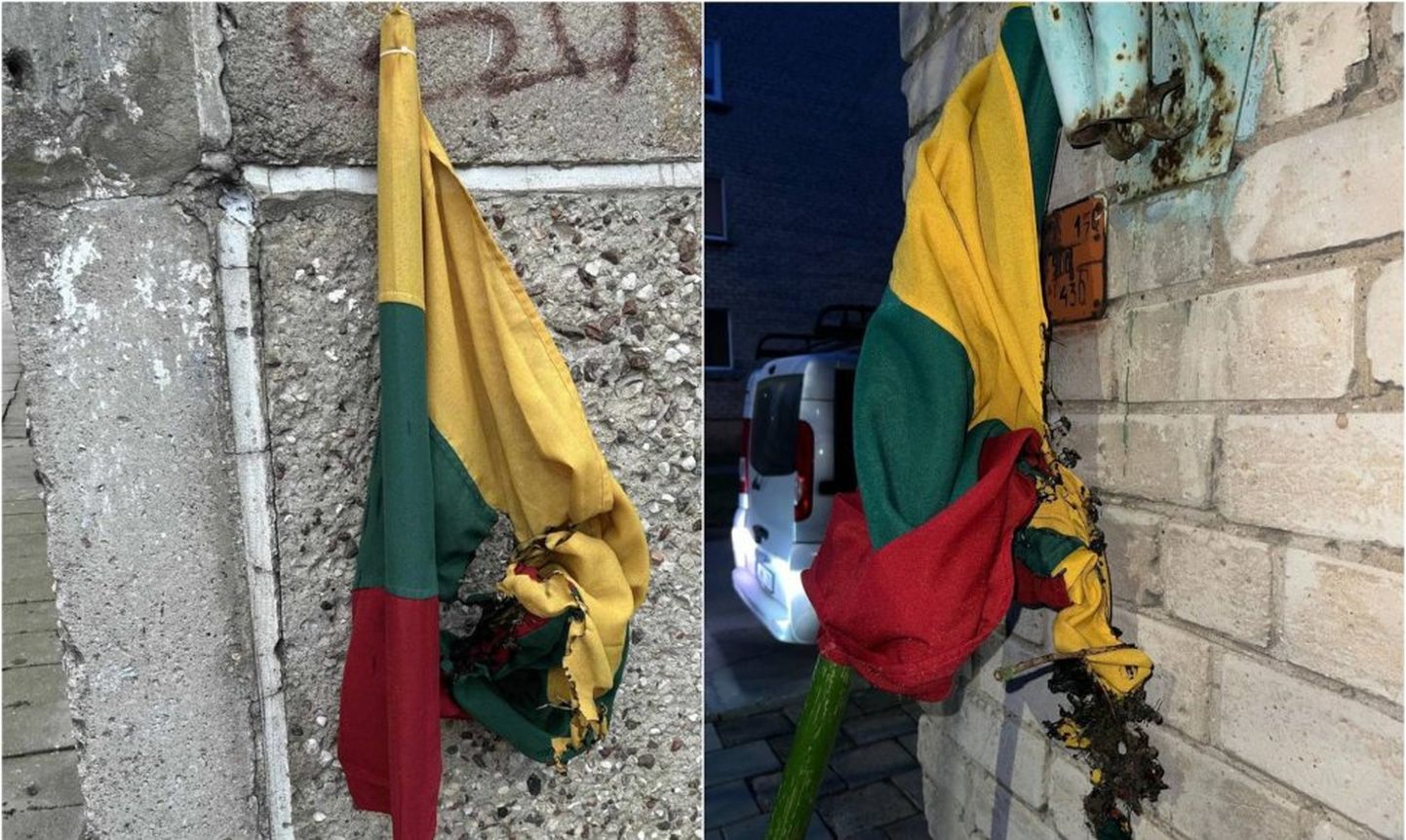 В Клайпеде осквернили государственный флаг.