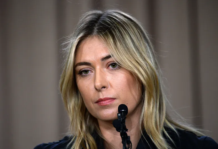 LOS ANGELES, CA - MARCH 7: Tennis player Maria Sharapova addresses the media regarding a failed drug test at the Australian Open at The LA Hotel Downtown on March 7, 2016 in Los Angeles, California. Sharapova, a five-time major champion, is currently the 7th ranked player on the WTA tour. Sharapova, withdrew from this week