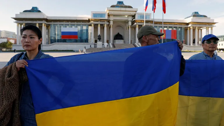 Акция в поддержку Украины в Улан-Баторе.