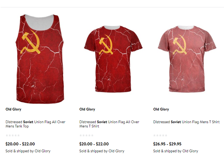 Nõukogude sümboolikaga särgid Walmarti veebipoes.