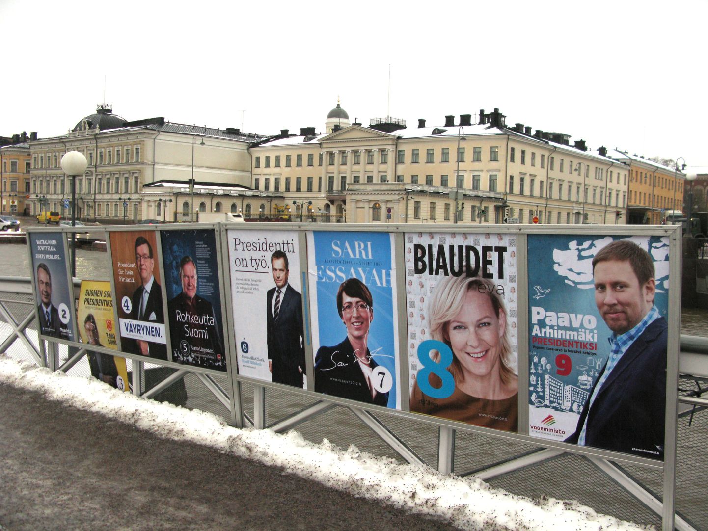 Presidendikandidaatide pildid Helsingis.