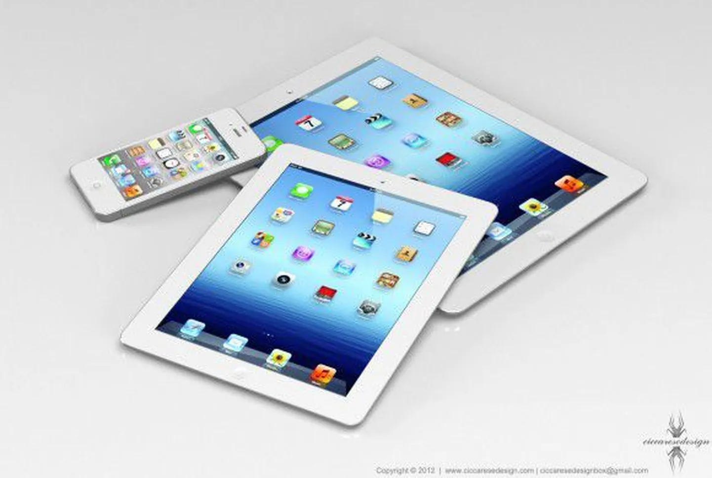 iPad Mini prototüüp koos teiste Apple'i toodetega.