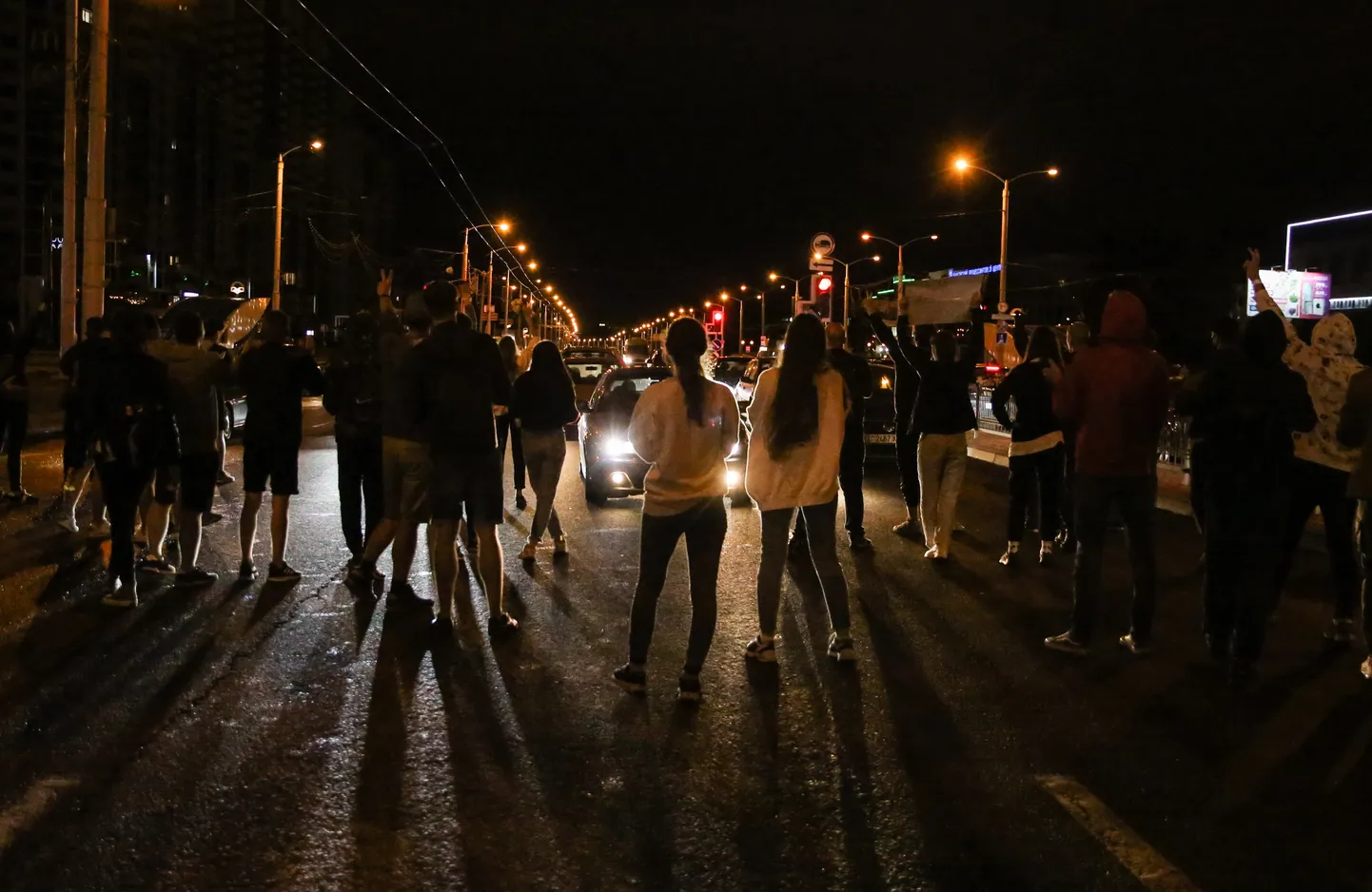Meeleavaldajad Minski tänaval läinud öösel.