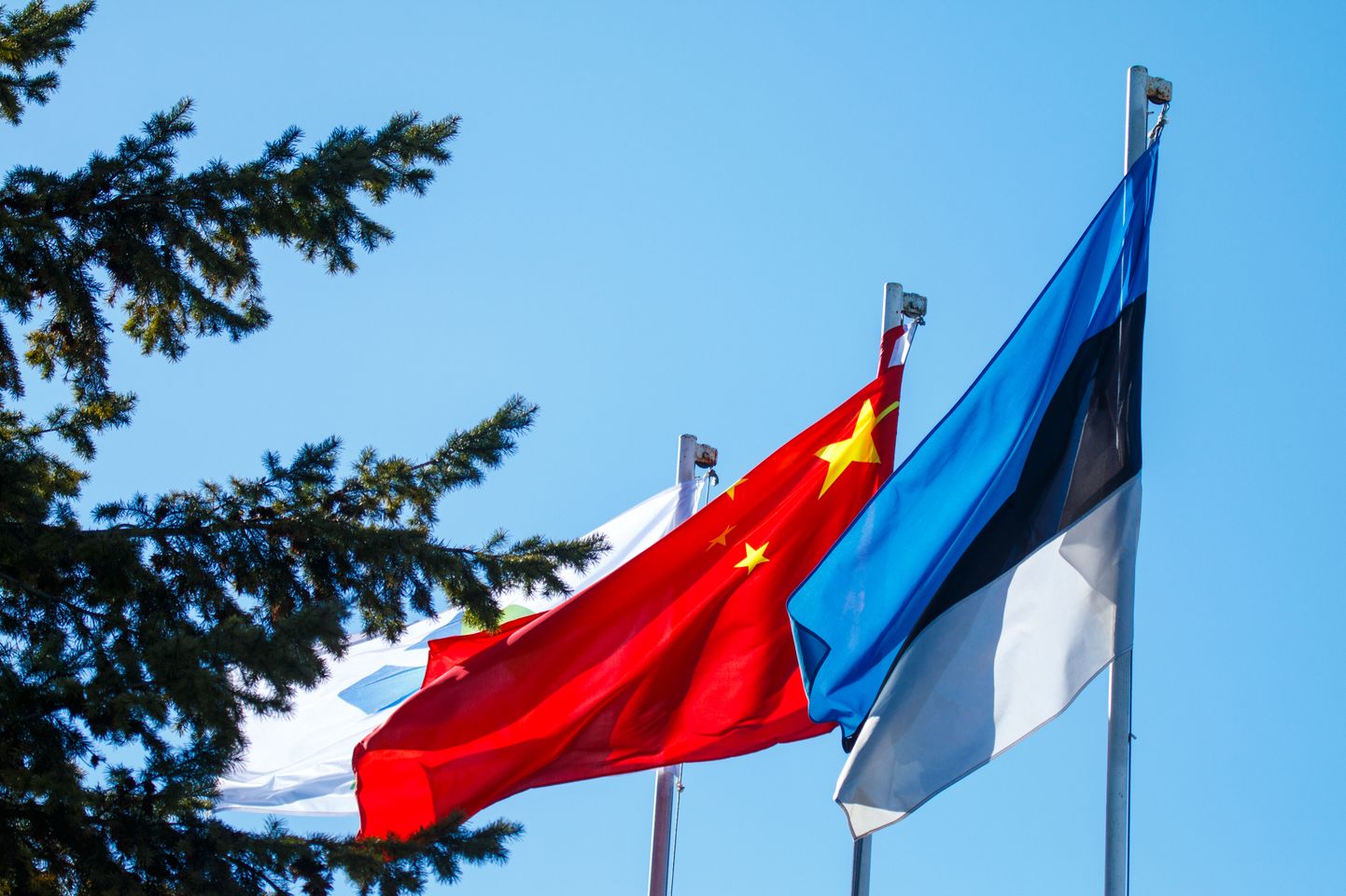 Флаги Китая и Эстонии.