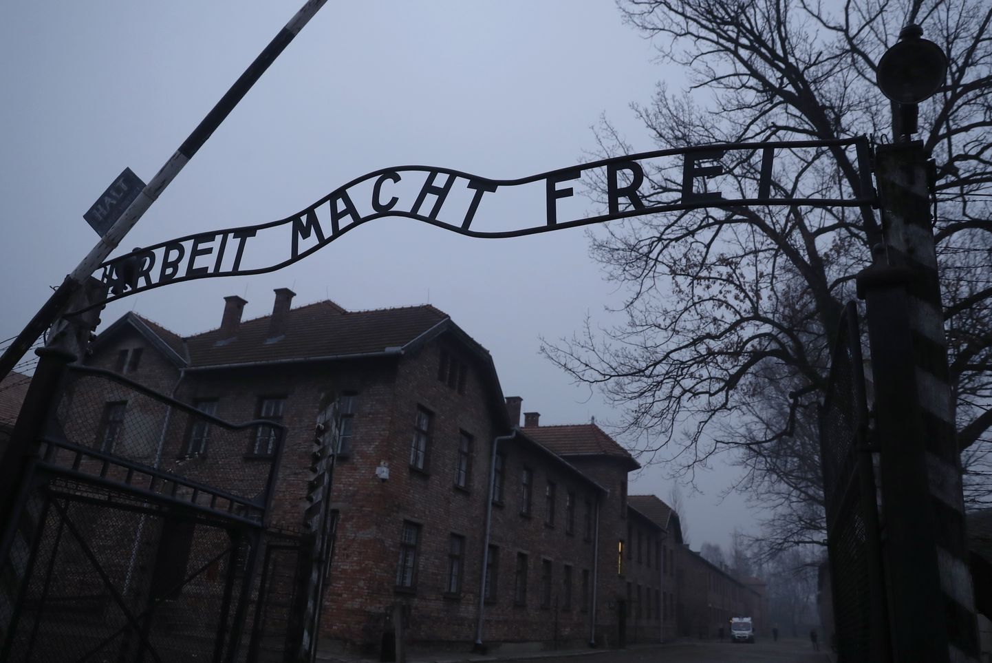Natsi-Saksamaa suurim ja tuntuim Teise maailmasõja aegne koonduslaager oli okupeeritud Poolas asuv Auschwitzi (Oświęcimi) koonduslaager. Pildil laagri värav koos raudsildiga «Arbeit macht frei» (eesti keeles «Töö teeb vabaks»).