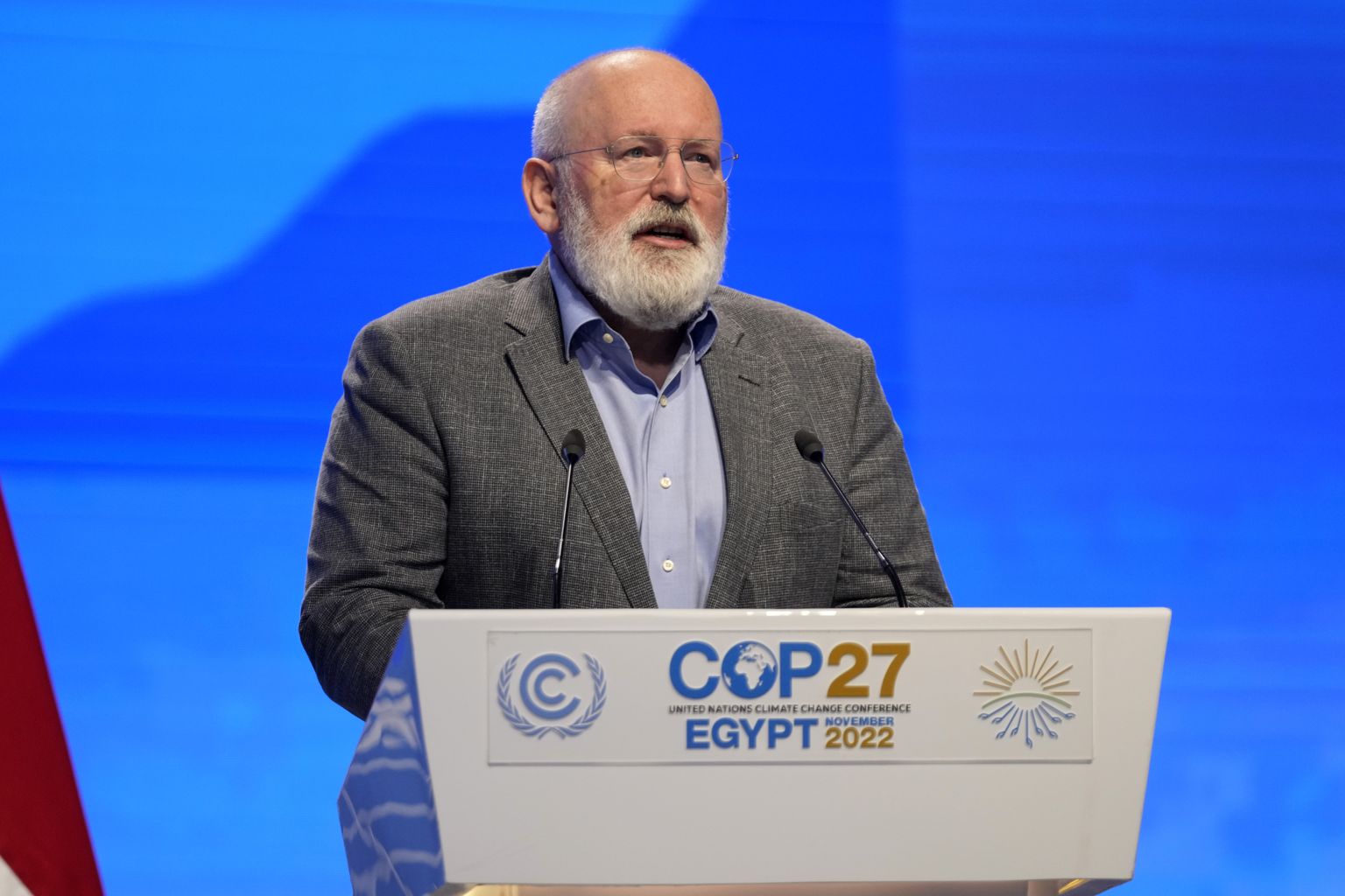 Euroopa Komisjoni asepresident Frans Timmermans kliimatippkohtumisel COP27.