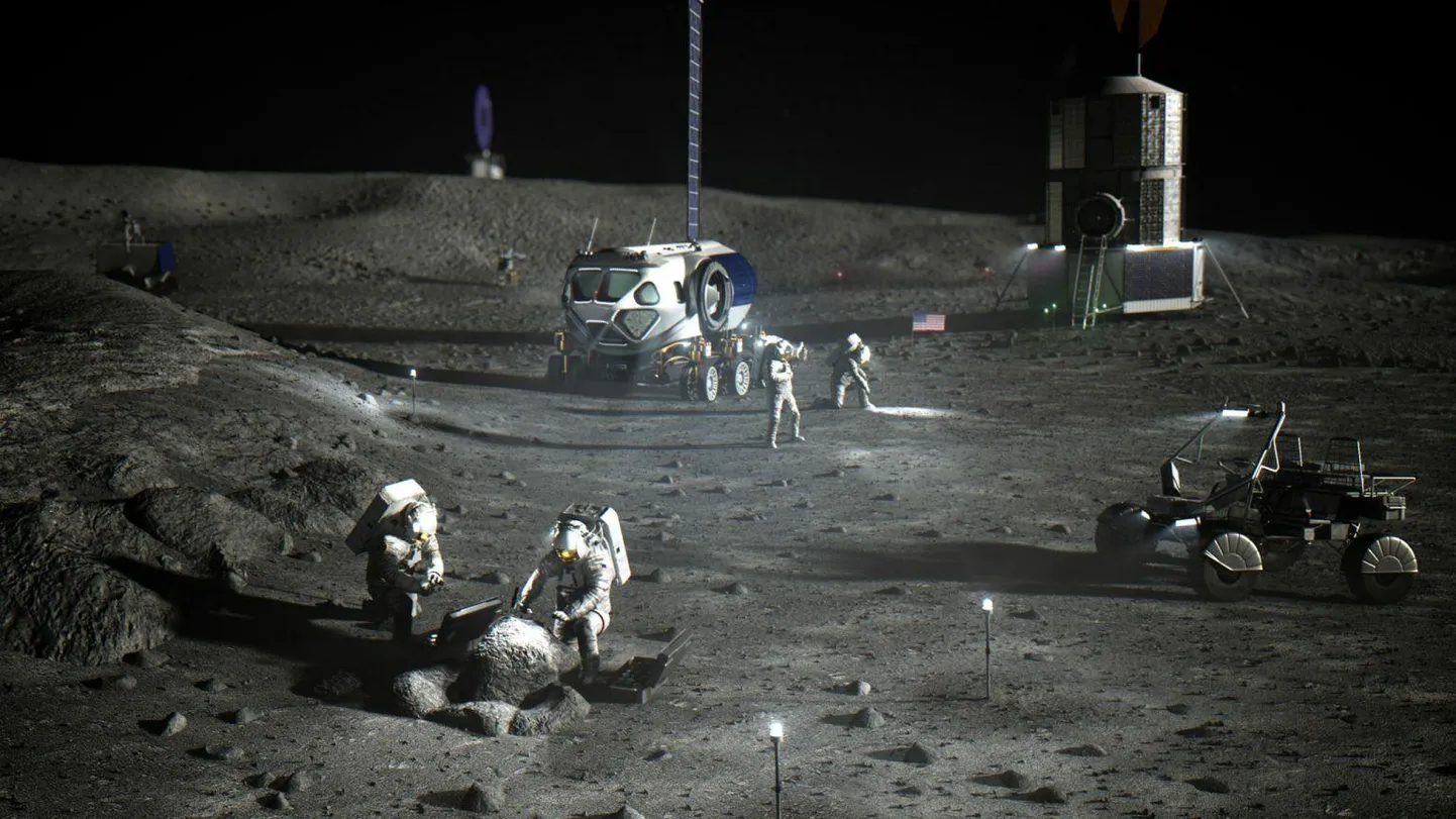 Kunstniku visioon planeeritavast Kuu uurimisjaamast tulevikus.