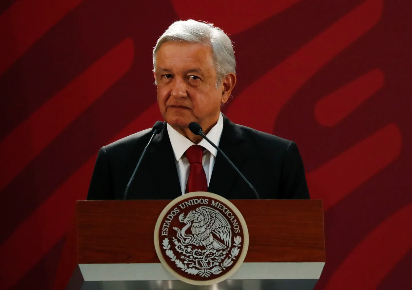 Mehhiko president Andrés Manuel López Obrador pealinnas Méxicos pressikonverentsil.