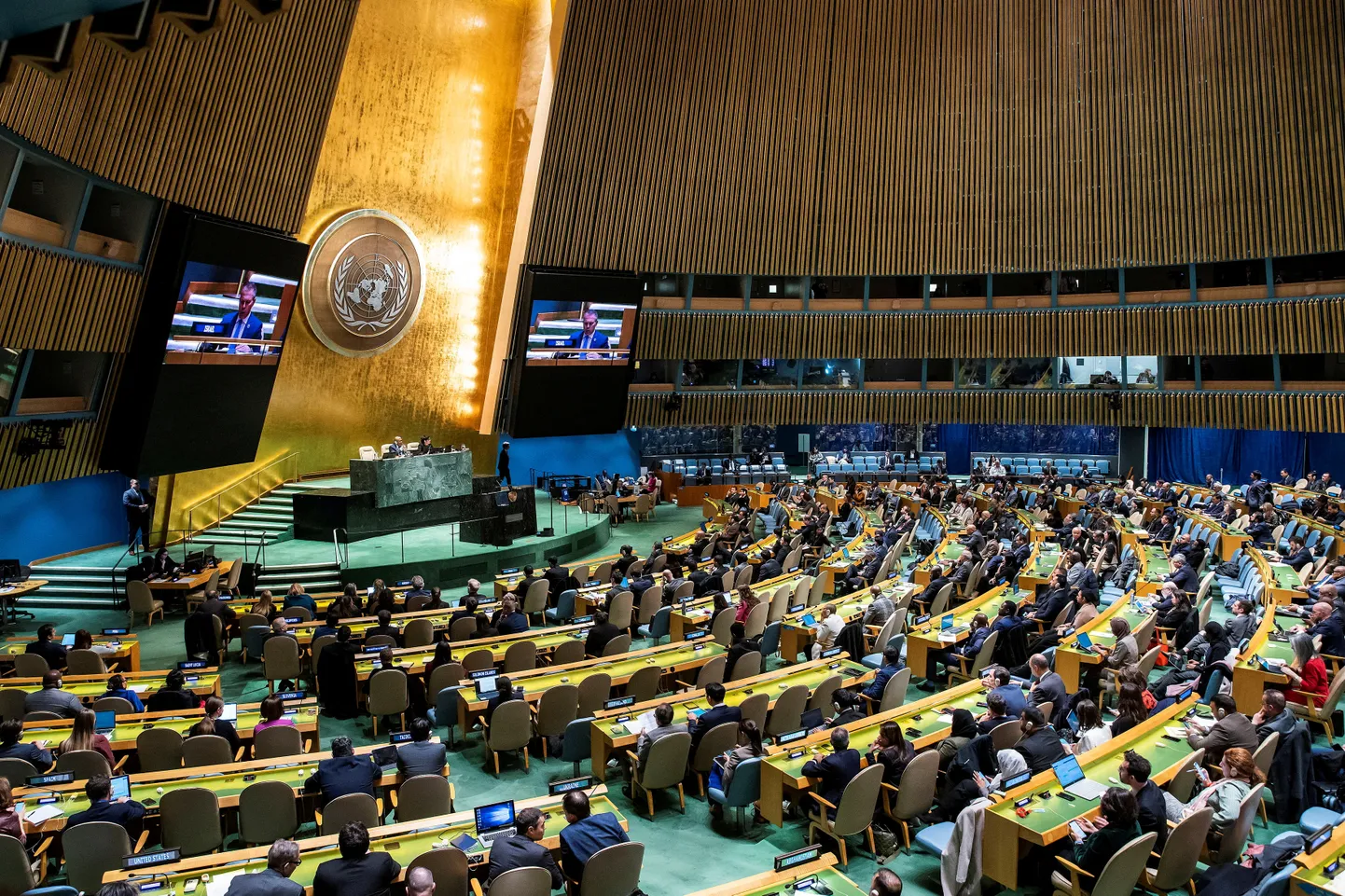 Iisraeli suursaadik ÜRO juures Gilad Erdan pidamas kõnet ÜRO Peaassamblees 12. detsembril 2023. aastal.