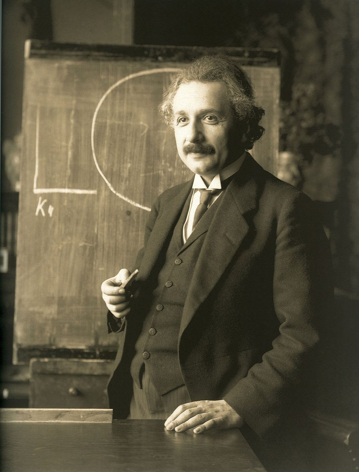 Albert Einstein 1921. aasta fotol. 2 aastat hiljem selgitab eradotsent Kupffer relatiivsusteooriat Postimehes avaldatud artiklis lahti just suitsetamise abil. Toona oli Postimehe peatoimetajaks Einsteinist 9 aastat vanem Jaan Tõnisson