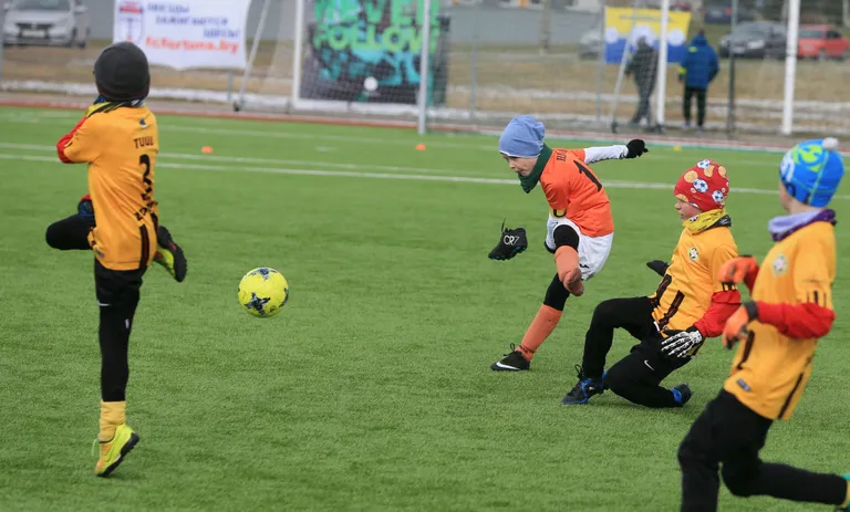 Hingega asja kallal: lisaks pallile läks lendu ka Mazeikiu väikse vutimehe jalgpallisaabas.